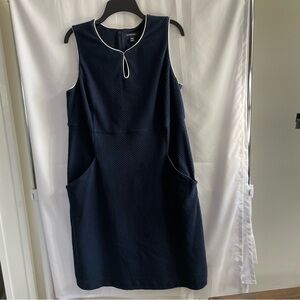 Lands' End Navy Blue Sheath Midi Dress Sleeveless Crew Neck